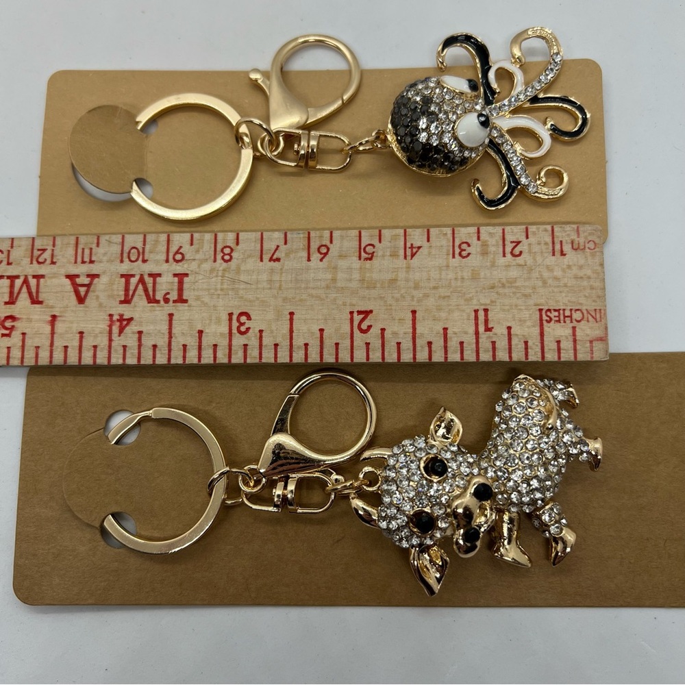 Set of 5 Rhinestone Animal Keychains | NIP Bag Purse Charms Keychain Bling Lot - Picture 7 of 13